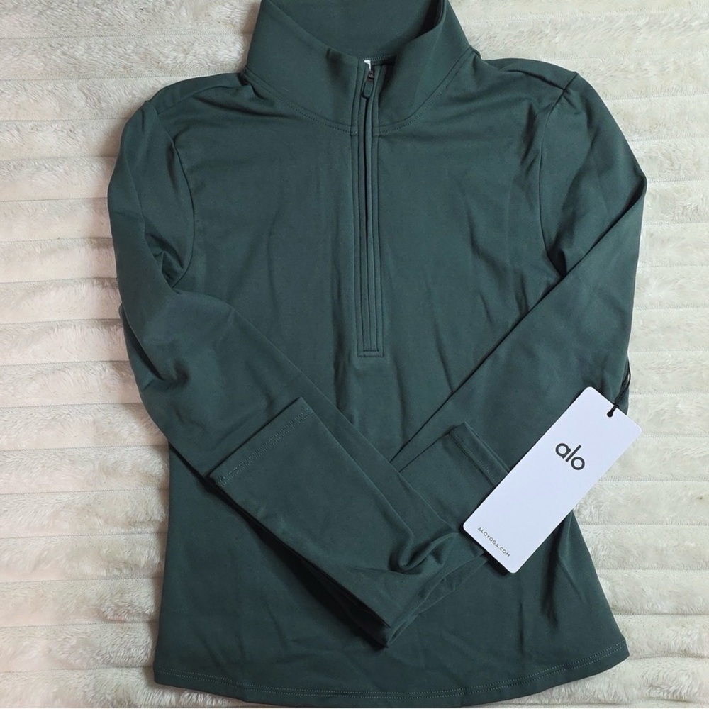 ALO Yoga Women's Dark Green Quarter-Zip Sweatshirt
